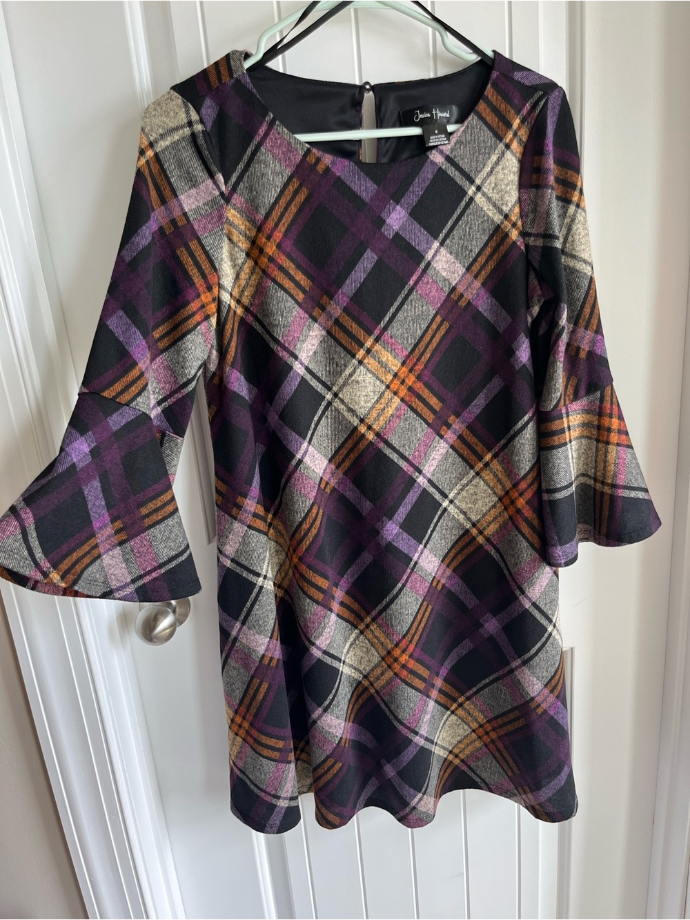 Jessica Howard Black, Purple & Orange Plaid Dress